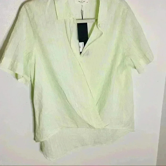 NWT Rag and Bone Kristine Faux Wrap High Lo Semi Sheer Striped Blouse - Picture 6 of 7